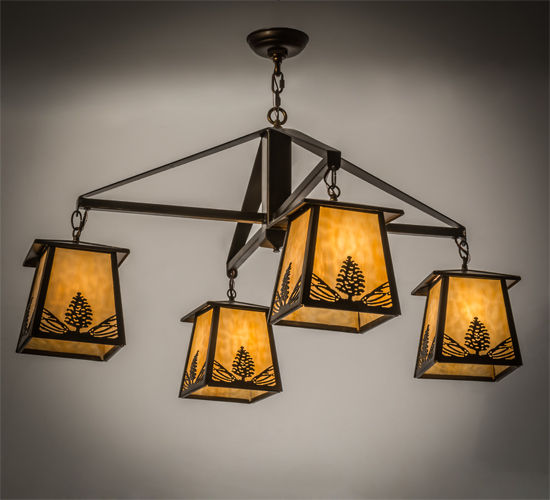 Meyda 38"W Stillwater Mountain Pine 4 LT Chandelier