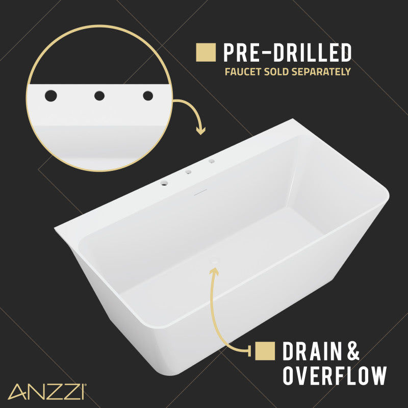 Thumbnail: ANZZI Vault Series 67 in. x 32 in. Flat Bottom Acrylic Freestanding 77
