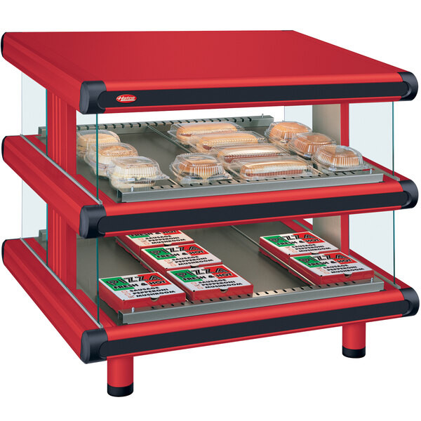 Hatco GR2SDS-30D Warm Red Glo-Ray Designer 30″ Slanted Double Shelf Merchandiser