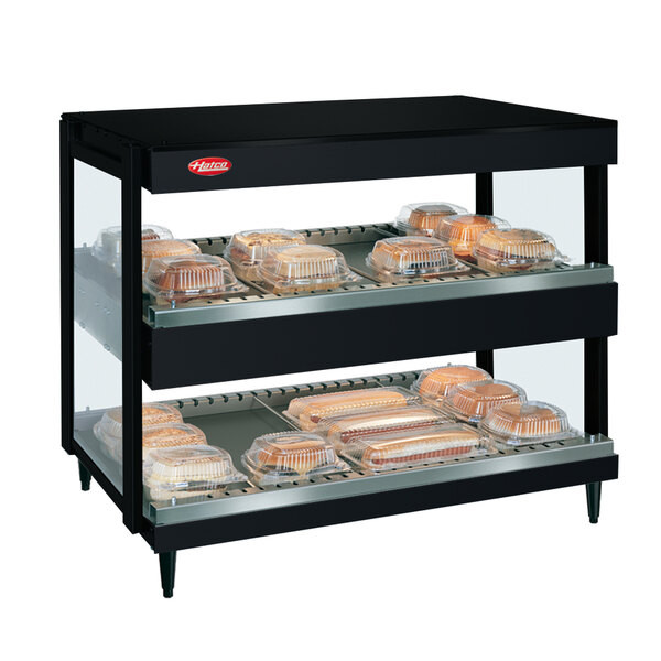 Hatco GRSDH-36D Black Glo-Ray 36″ Horizontal Double Shelf Merchandiser – 120/208