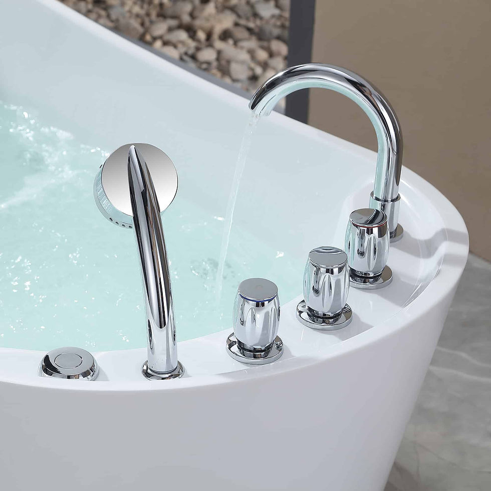Thumbnail: ibathtub 67" Freestanding Whirlpool Tub with Faucet and Reversible Drain