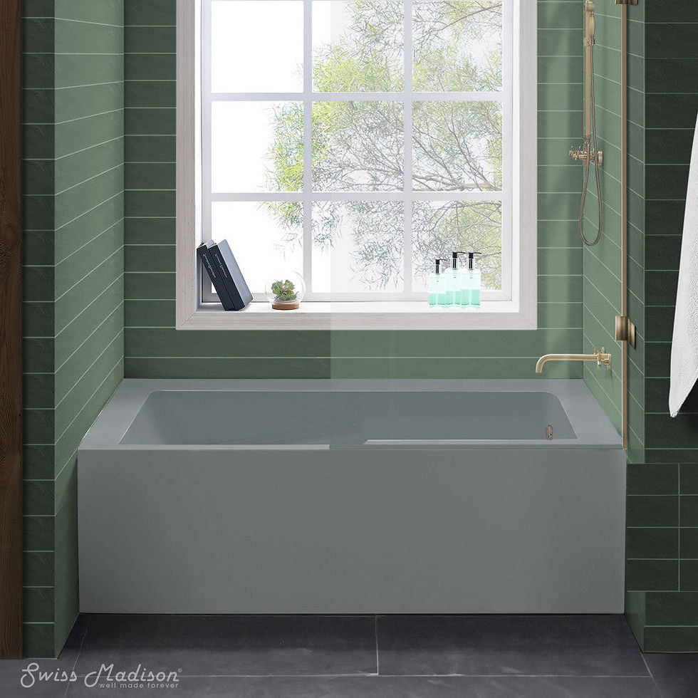 Thumbnail: Voltaire 60" x 32" Right-Hand Drain Alcove Bathtub with Apron and Armrest in Mat