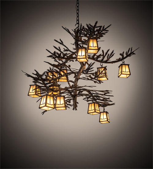 Meyda 50" Long Pine Branch Valley View 12 Light Chandelier