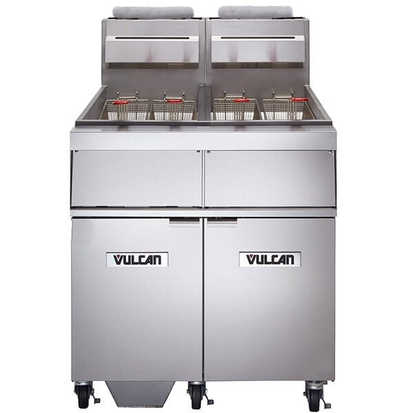 Vulcan 2GR85MF-2 Liquid Propane 170-180 lb. 2 Unit Floor Fryer System with Milli