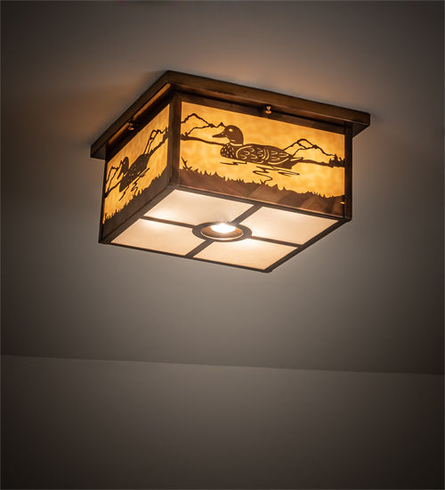 Meyda 18" Square Hyde Park Mallard Flushmount