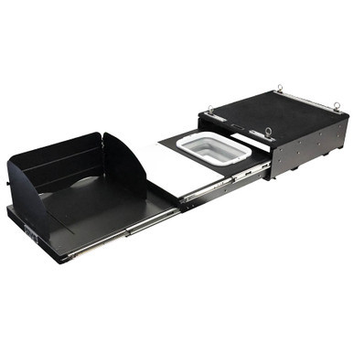 Mid Size Cargo Box Kitchen With Slide Out Sink, Cooking Shelf and Work Station