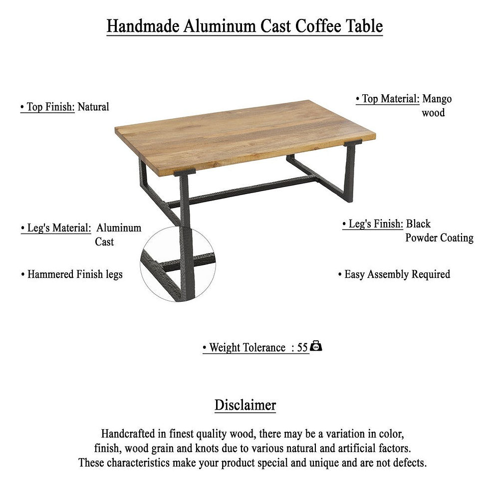 Thumbnail: The Urban Port Marlon 48" Coffee Table | Handmade Aluminum Cast Black