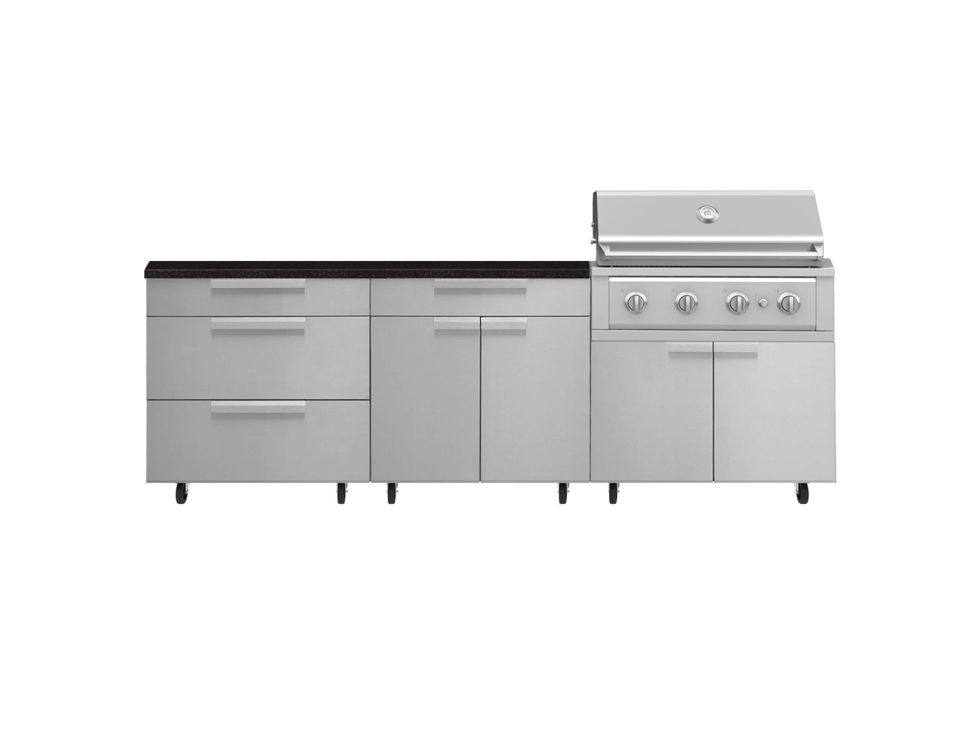 SS 5 Pc Set w/36in LP Performance Grill-Estone Black Top, Casters