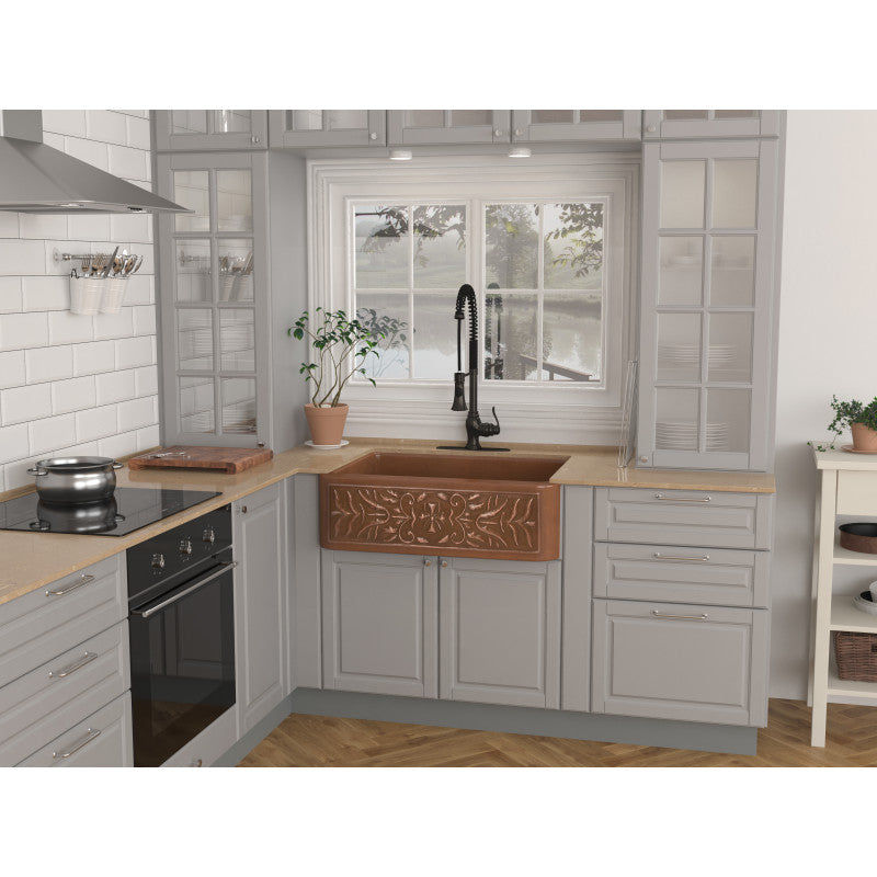 Thumbnail: Florina Farmhouse Handmade Copper 30 in. 0-Hole Single Bowl Kitchen Sink with Fl