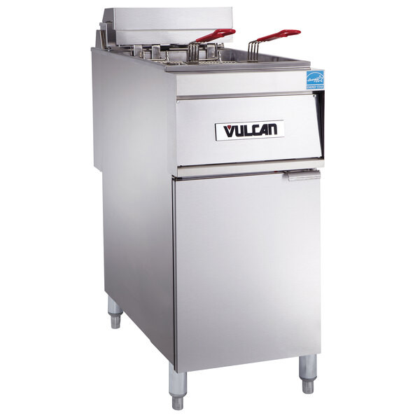 Vulcan 1ER50A-2 50 lb. Electric Floor Fryer with Analog Controls – 480V, 3 Phase