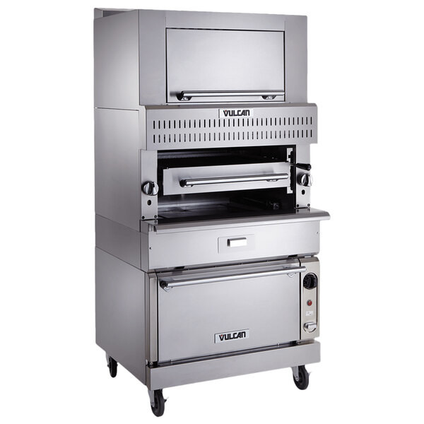 Vulcan VIR1F Natural Gas Upright Infrared Broiler with Finishing Oven – 100,000