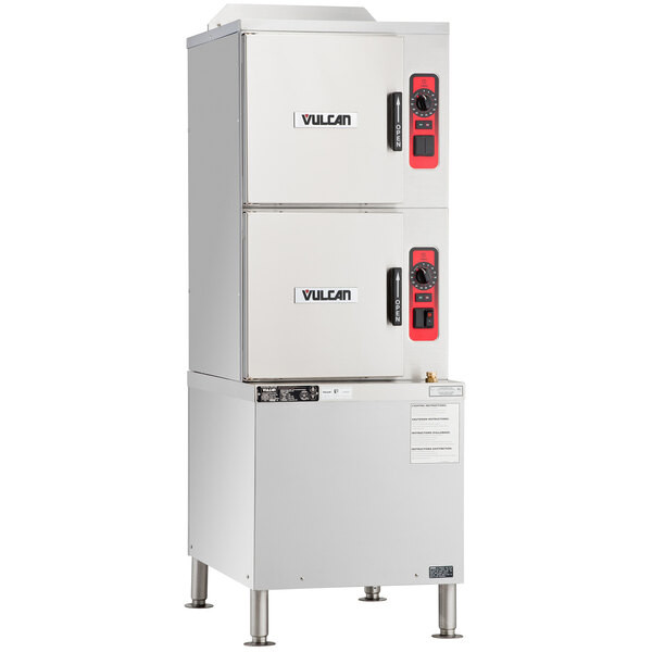 Vulcan C24GA10-BSC-NAT 10 Pan Natural Gas Floor Steamer with Cabinet Base and Ba