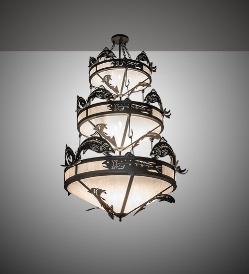 Meyda 58" Wide Catch of the Day Trout Three Tier Chandelier