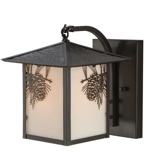 Meyda 9"W Seneca Winter Pine Curved Arm Wall Sconce