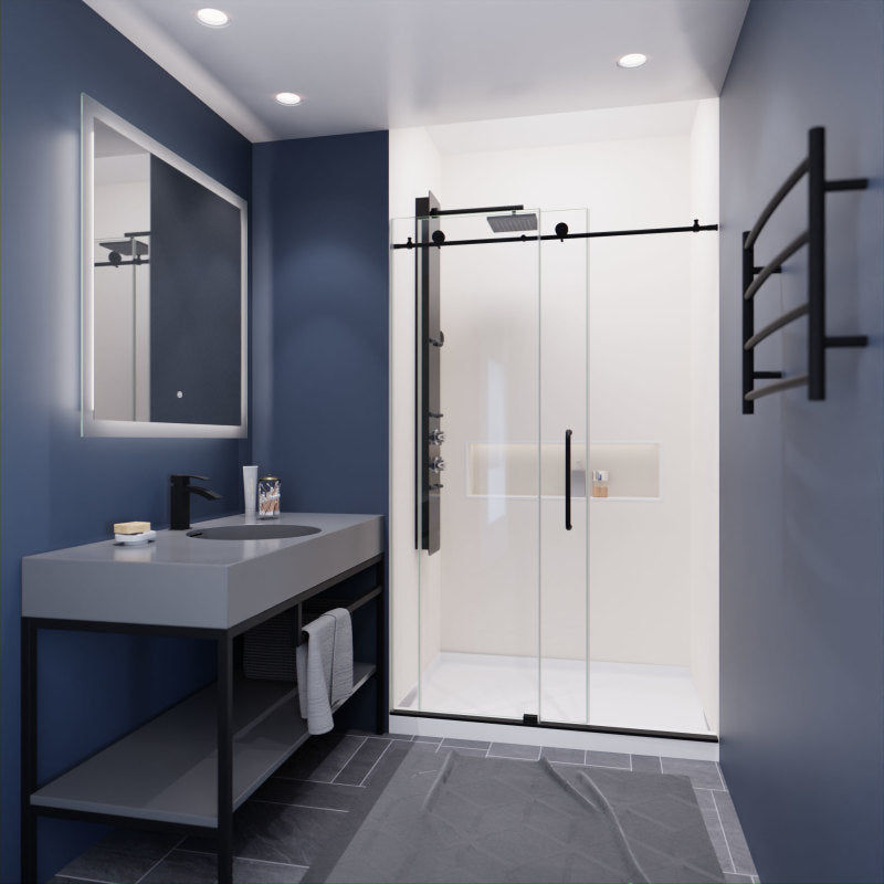 Thumbnail: ANZZI 48 in. by 76 in. Frameless Sliding Shower Door in Matte Black w/