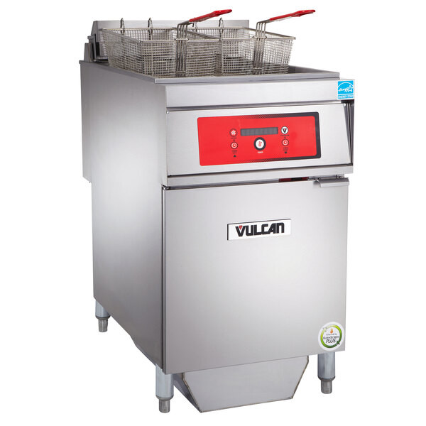Vulcan 1ER85DF-2 85 lb. Electric Floor Fryer with Digital Controls and KleenScre