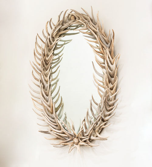 Meyda 36" Wide X 48" High Antlers Mule Deer Oval Mirror