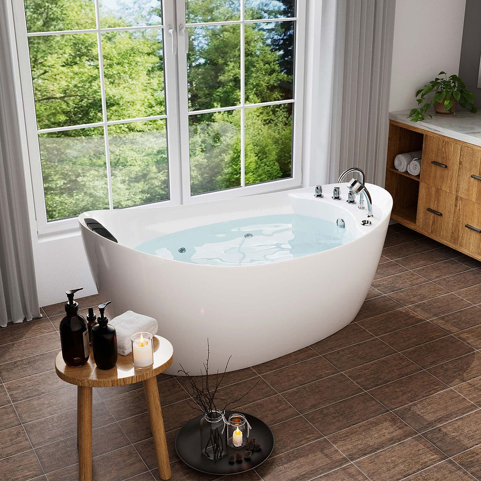 Thumbnail: ibathtub 67" Freestanding Hydro Massage Whirlpool Bathtub w/ Reversible