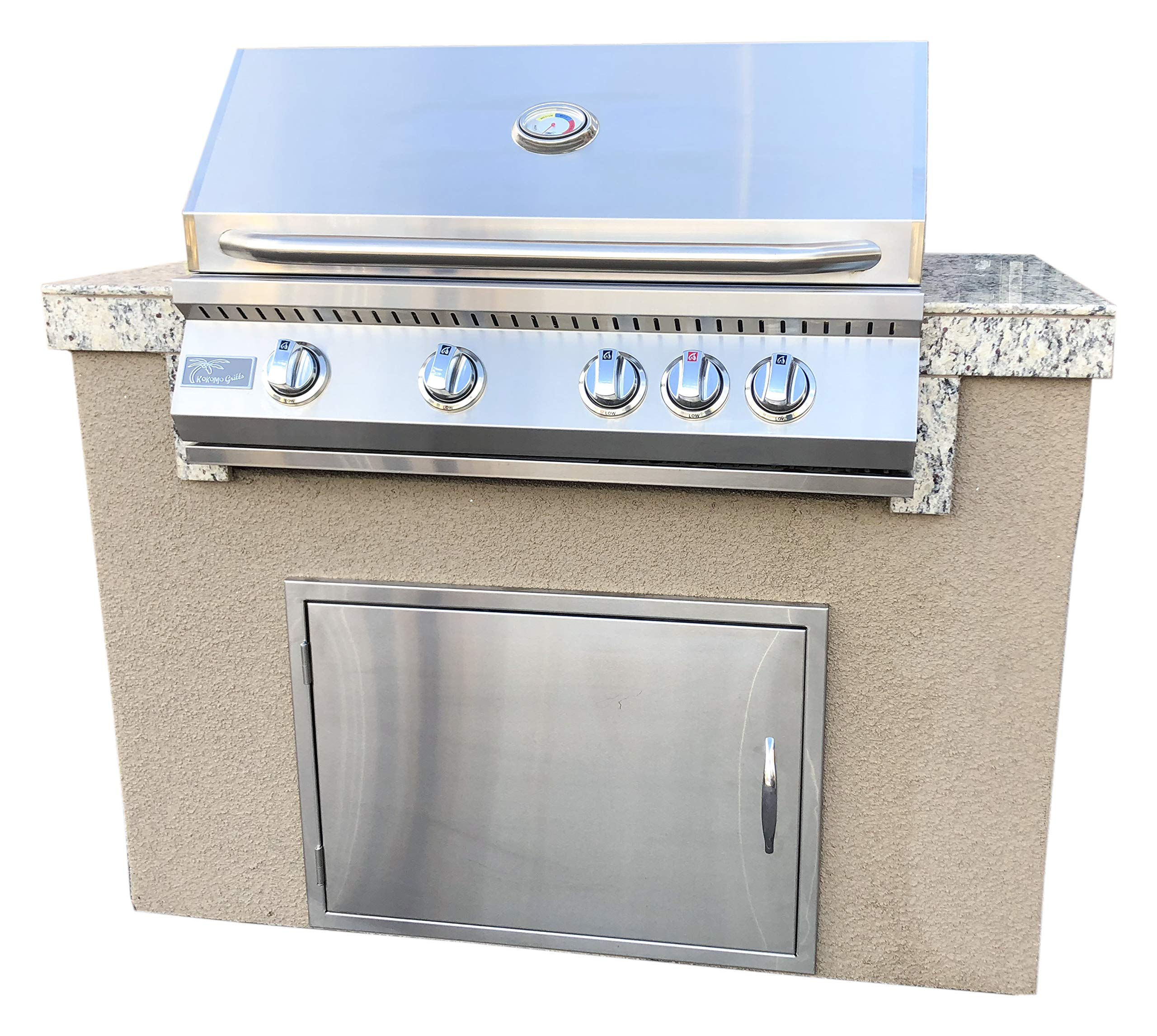 Kokomo Grills Fiji 4' BBQ Island with 4 Burner Built-In BBQ Grill
