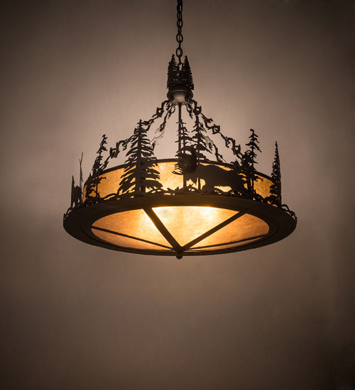 Meyda 34" Wide Wildlife at Dusk Inverted Pendant