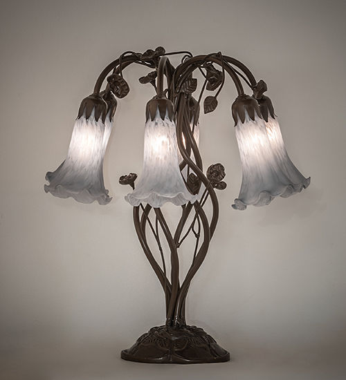 Meyda 19" High Gray Tiffany Pond Lily 6 Light Table Lamp