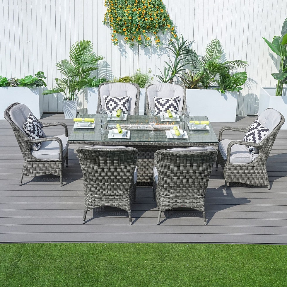 Thumbnail: Direct Wicker's 6 Seats Rectangle Patio Fire Pit Set (PAG-1106R)