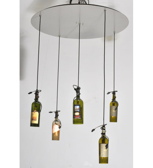 Meyda 36"W Tuscan Vineyard 5 Bottle Cascading Pendant