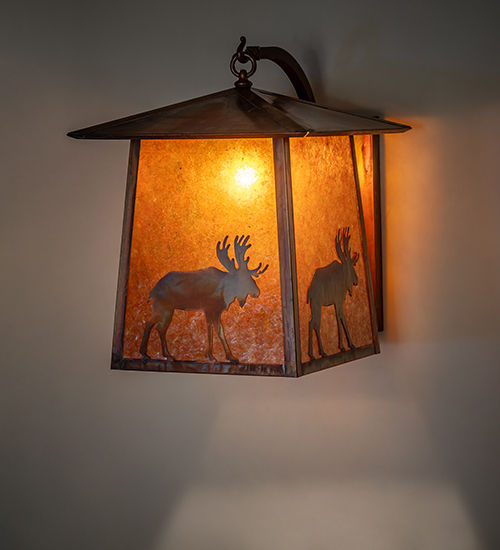 Meyda 16"W Stillwater Lone Moose Curved Arm Wall Sconce