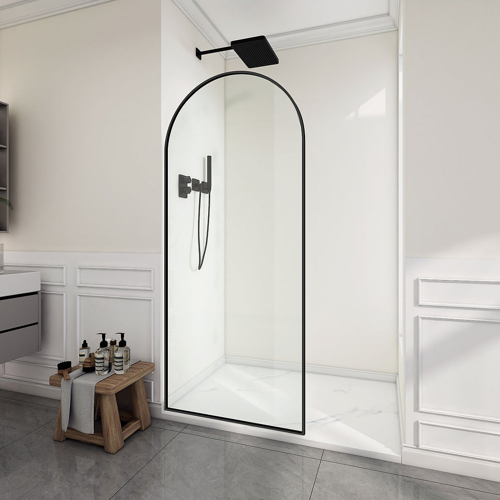 Thumbnail: ANZZI Ember Series 78 in. x 34 in. Framed Arch Fixed Shower Screen Door
