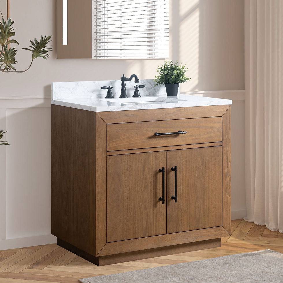 Thumbnail: vanityart 36x22x34’’ Single Sink Bathroom Vanity in Tan with Ceramic Top