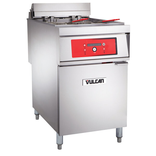 Vulcan 1ER85D-2 85 lb. Electric Floor Fryer with Digital Controls – 480V, 3 Phas