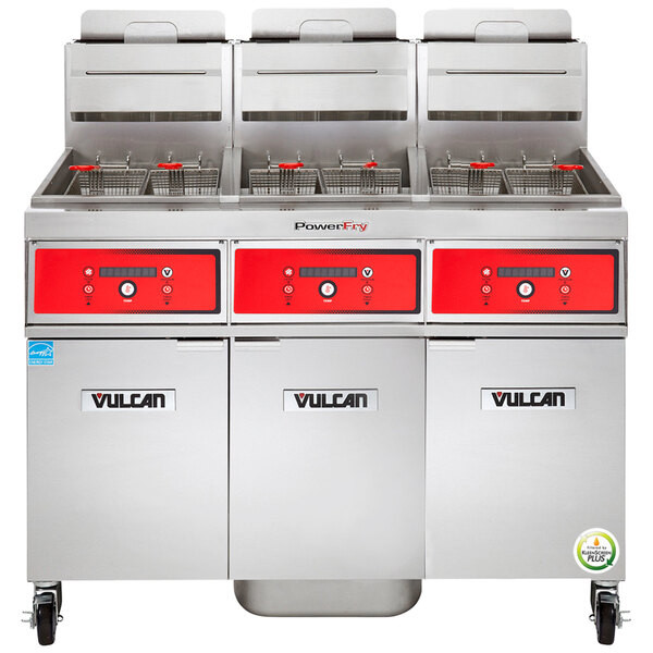 Vulcan 3VK65DF-2 PowerFry5 Liquid Propane 195-210 lb. 3 Unit Floor Fryer System