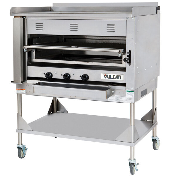 Vulcan VST4B-NAT Natural Gas Chophouse Ceramic Broiler with Griddle Top and Stan