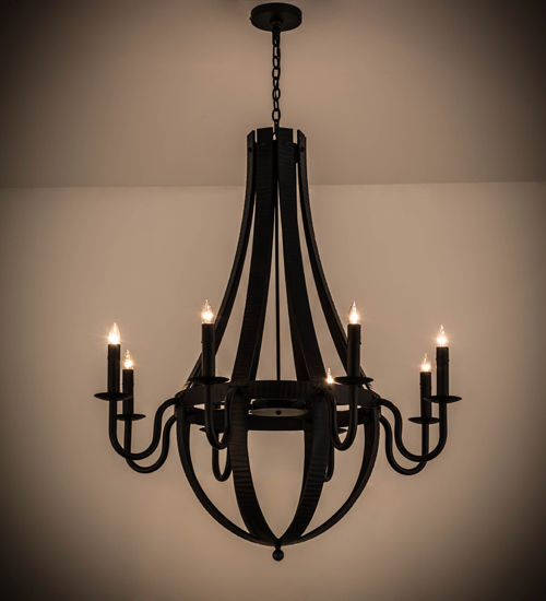 Meyda 42" Wide Barrel Stave Metallo 8 Light Chandelier