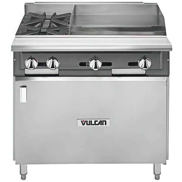 Vulcan V2BG24B-NAT V Series Natural Gas 36″ 2 Burner Heavy-Duty Manual Range wit