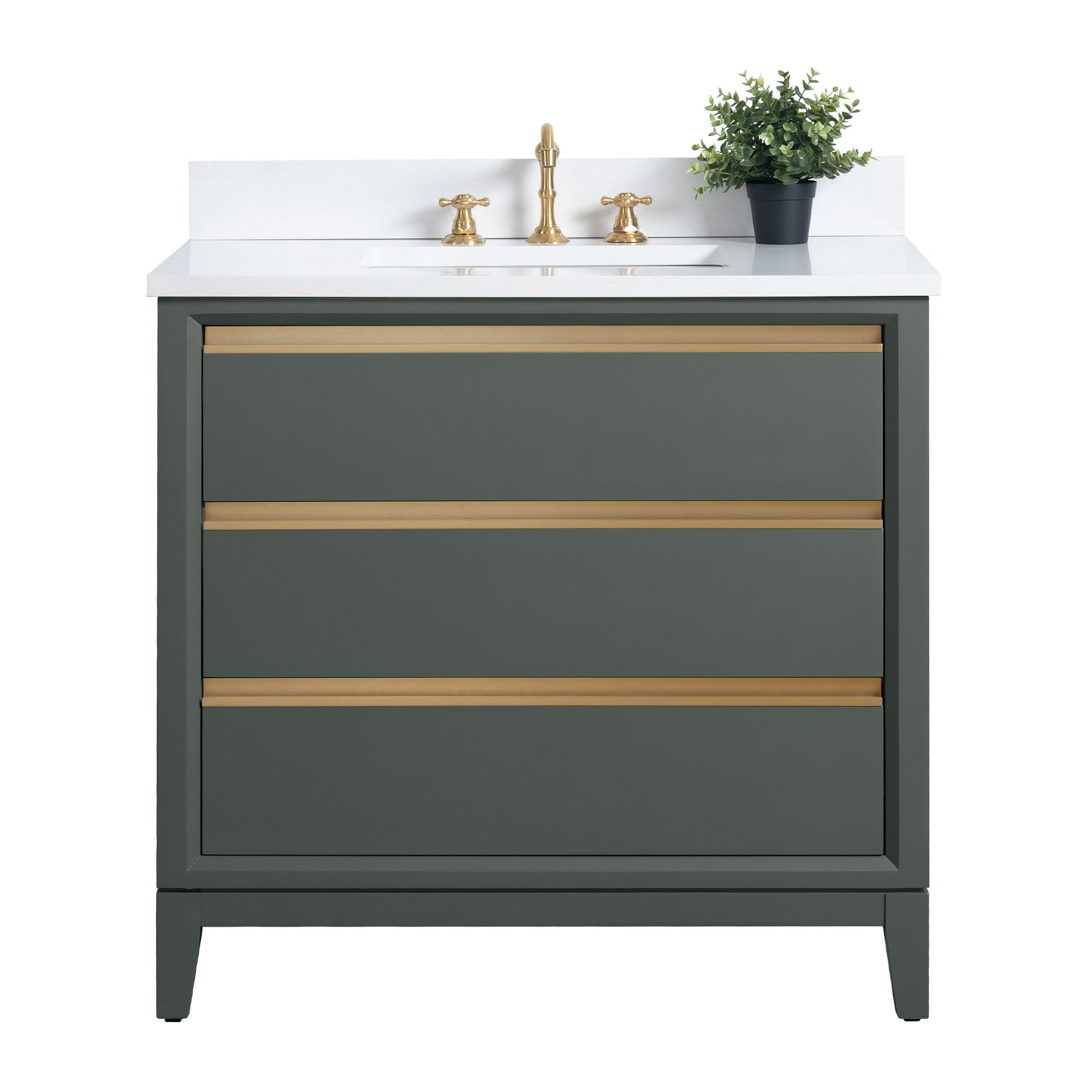 vanityart 36x22x34″ Single Sink Bathroom Vanity Set w/ Cabinet & Marble