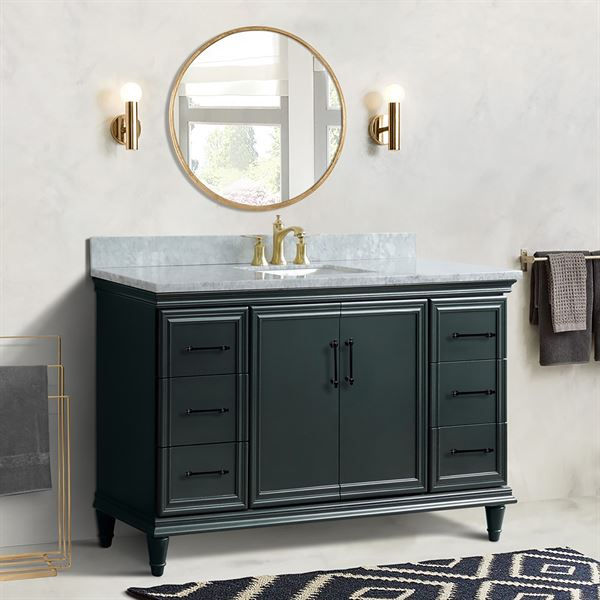 61" Single Sink Vanity in Dark Gray Finish and White Carrara Marble and