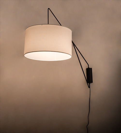 Meyda 22" Wide Cilindro Textrene Swing Arm Wall Sconce