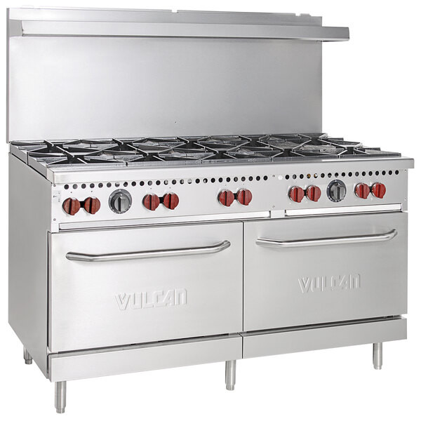 Vulcan SX60-10BN SX Series Natural Gas 10 Burner 60″ Range with 2 Standard Ovens