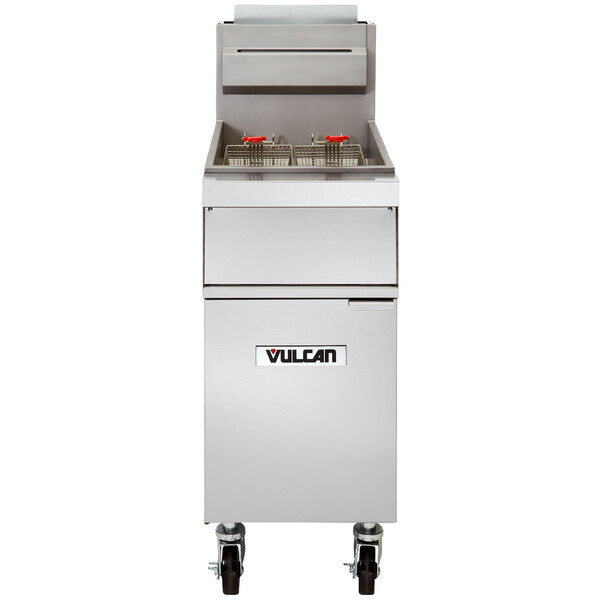 Vulcan 1GR85M-1 85-90 lb. Natural Gas Floor Fryer – 150,000 BTU