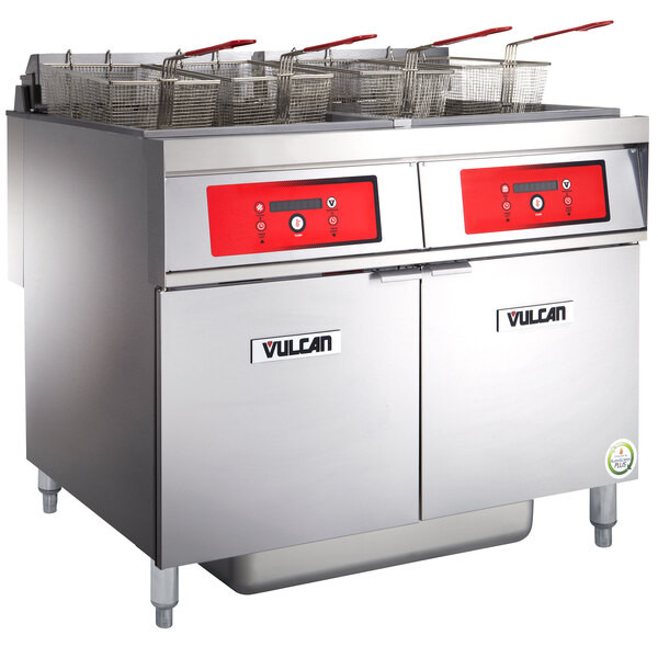 Vulcan 2ER50DF-2 100 lb. 2 Unit Electric Floor Fryer System with Digital Control