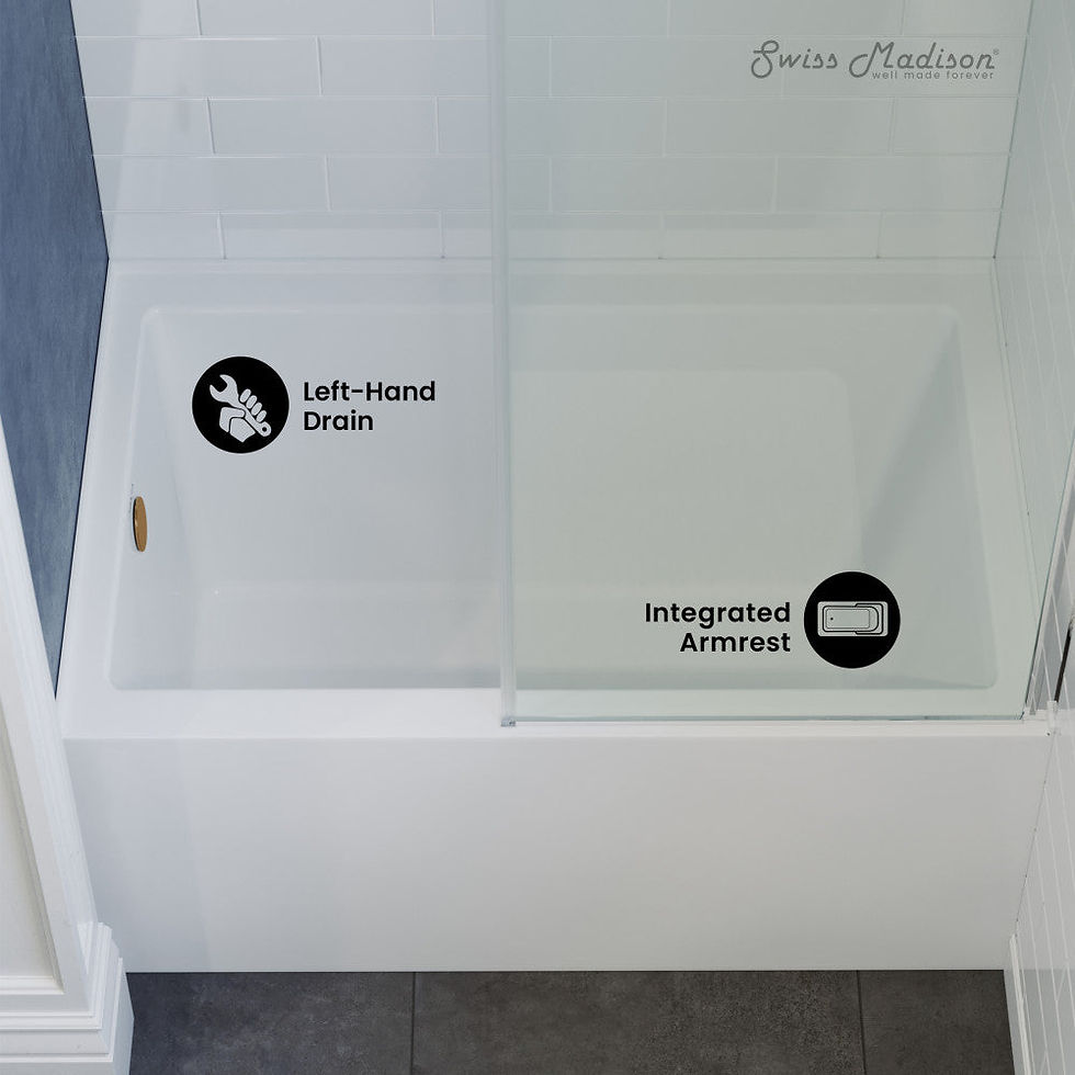 Thumbnail: Swiss Madison Voltaire 48" x 30" Left-Hand Drain Alcove Integrated
