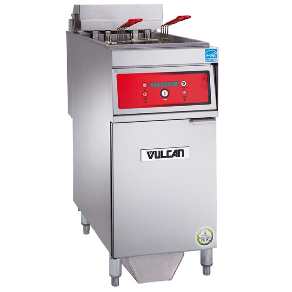 Vulcan 1ER50DF-2 50 lb. Electric Floor Fryer with Digital Controls and KleenScre