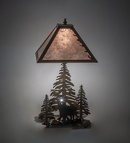 Meyda 21"H Northwoods Wolf on the Loose Table Lamp