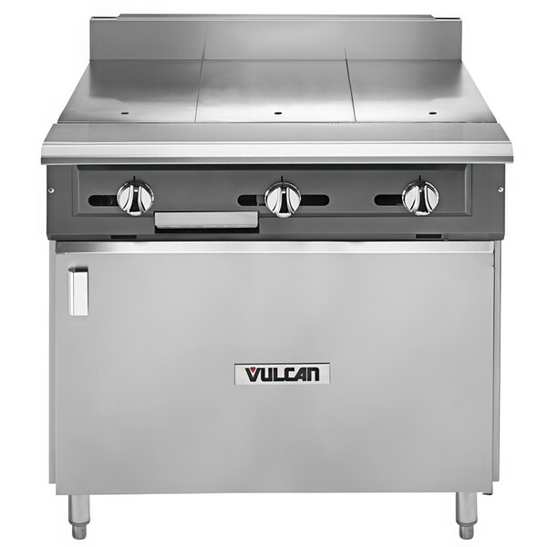 Vulcan V336HB-NAT V Series Natural Gas 3 Burner Heavy-Duty Range with 36″ Hot