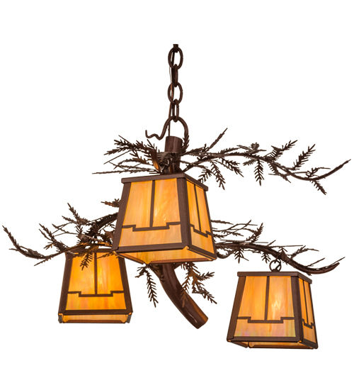 Meyda 28"W Pine Branch Valley View 3 LT Chandelier