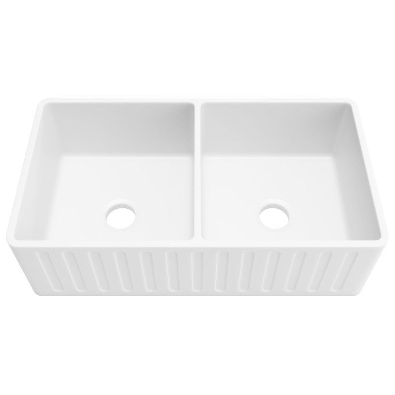 ANZZI Roine Farmhouse Reversible Apron Front Solid Surface 33 in. Single Basin K