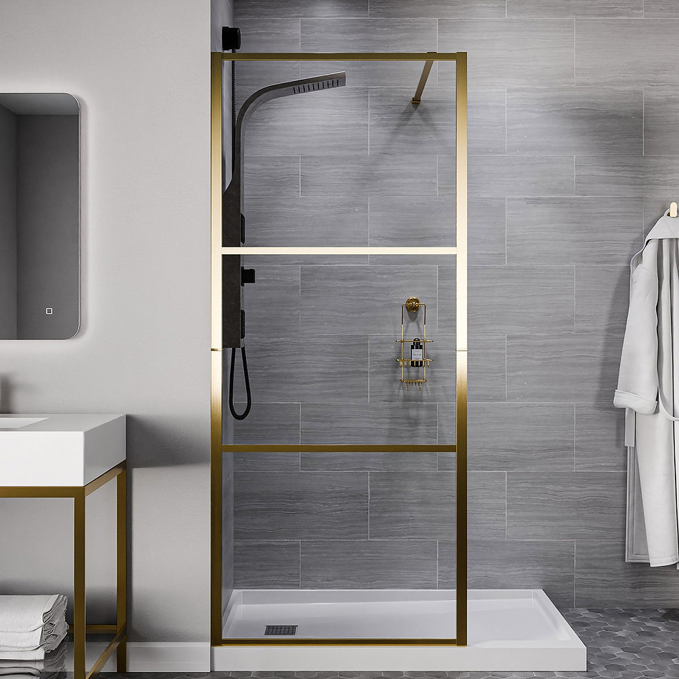 Himmel Series 34 in. x 78 in. Fixed Frameless Shower Door in Brushed Gold with T