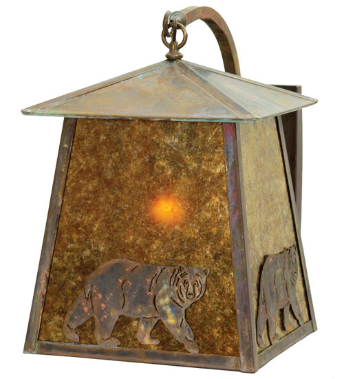 Meyda 14" Wide Stillwater Lone Bear Curved Arm Wall Sconce