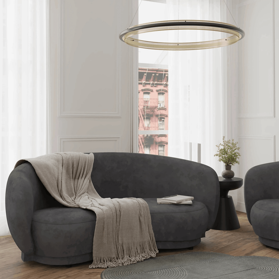 Thumbnail: Leisuremod Faze 3-Seater Velvet Sofa w/ Curved Backrest & Pine Wood Base